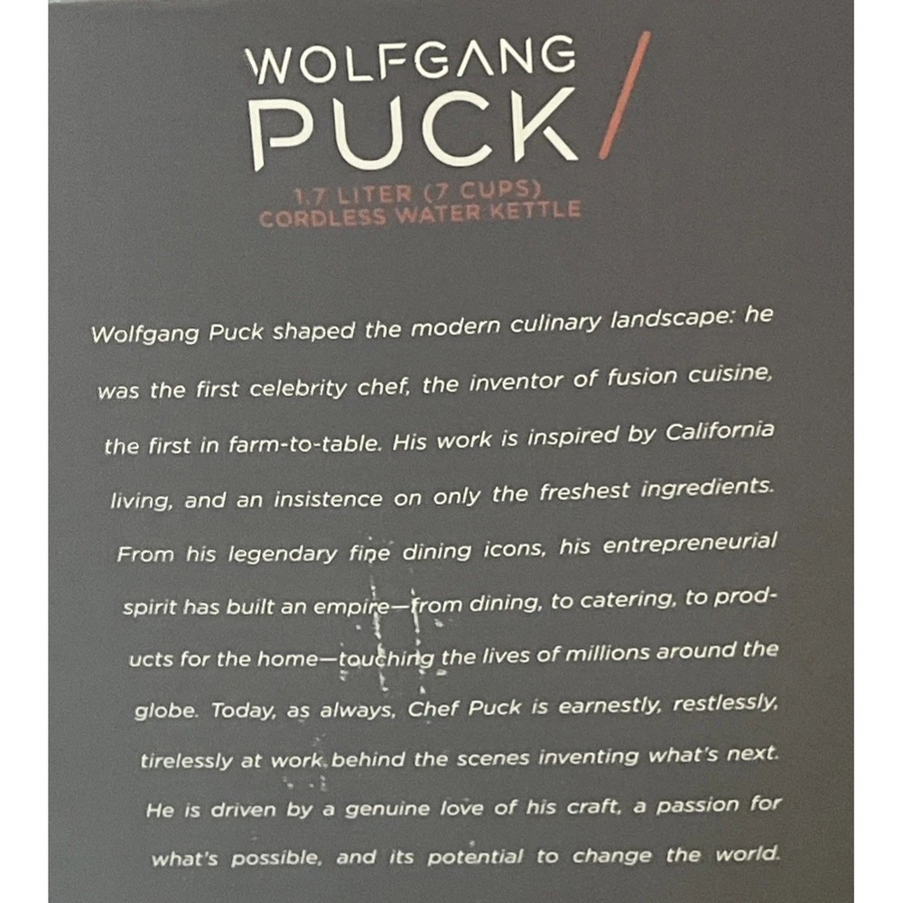 NEW Wolfgang Puck 1.7-Liter Electric Cool-Touch CORDLESS Water Kettle 1100-Watt - Picture 4 of 7